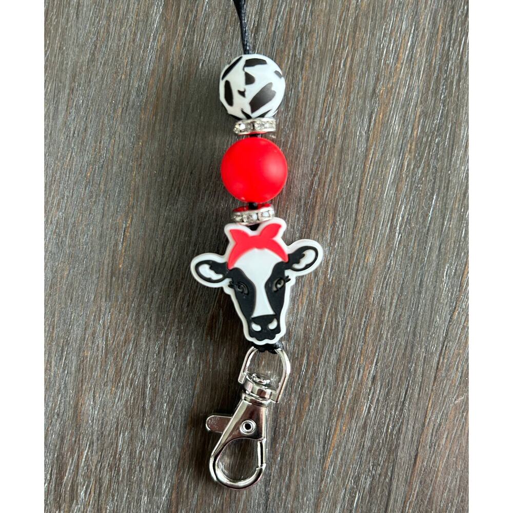 Cow Head Western Car Freshie Freshener Hanger Red